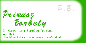 primusz borbely business card